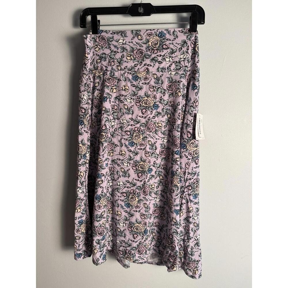 LuLaRoe Azure Skirt Floral Rose Pink A-Line Yoga Waist Knee Length Soft XXL NWT